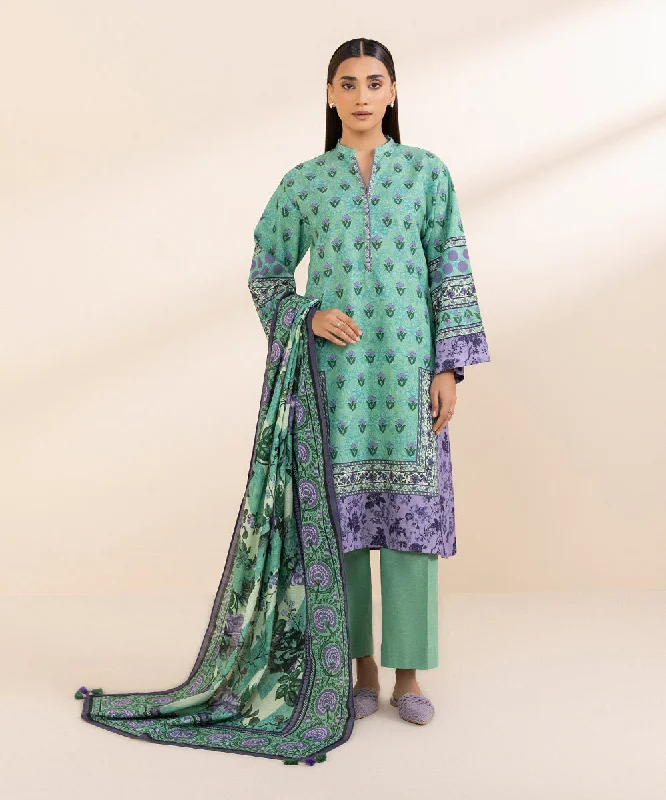 3 Piece - Printed Light Khaddar Suit