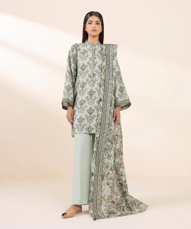 3 Piece - Printed Light Khaddar Suit