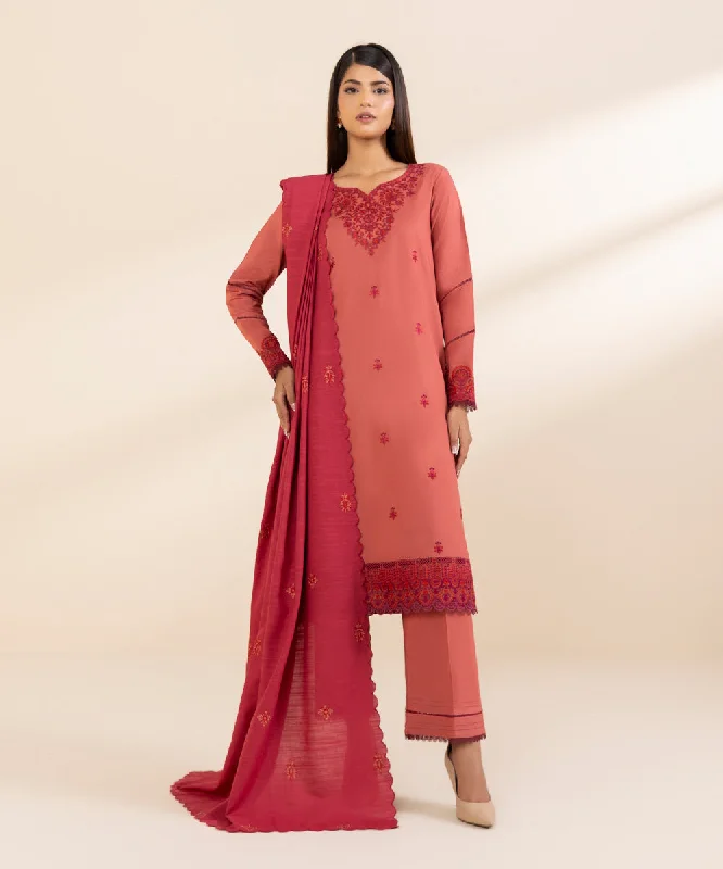 3 Piece - Embroidered Linen Suit