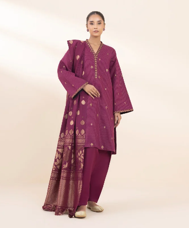 3 Piece - Embroidered Zari Khaddar Suit