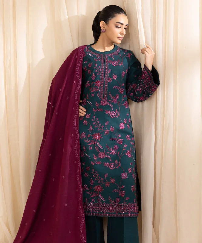 3 Piece - Embroidered Khaddar Suit