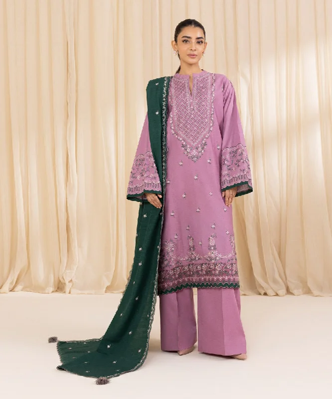 3 Piece - Embroidered Khaddar Suit