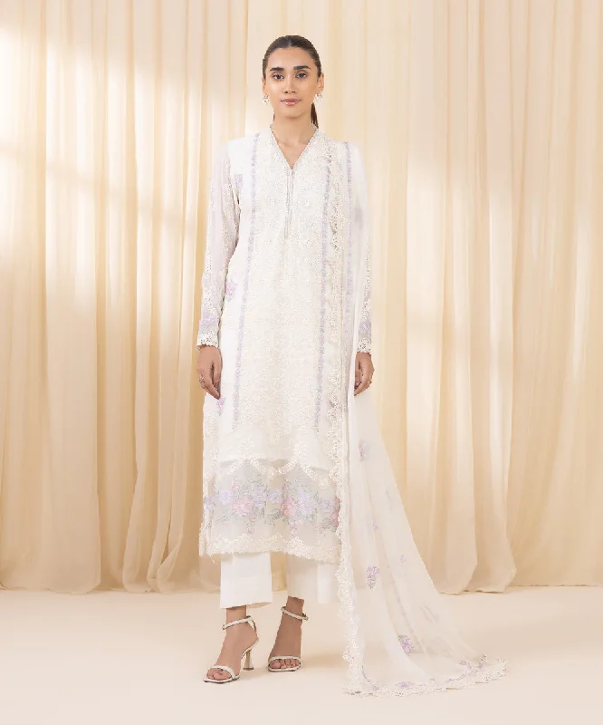 3 Piece -  Embroidered Chiffon Suit