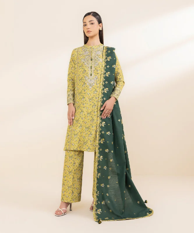 3 Piece - Embroidered Khaddar Suit