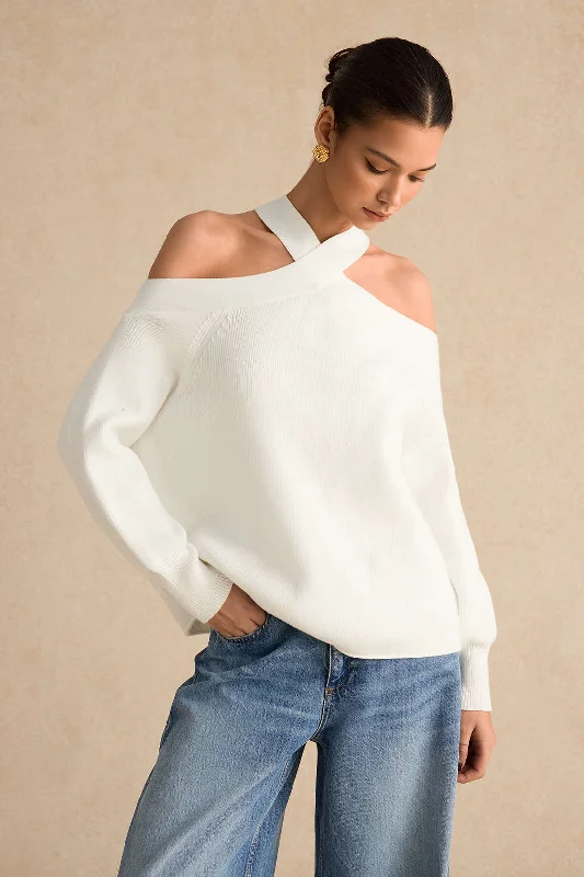 Basic Knitted Cut Out Long-Sleeve Top