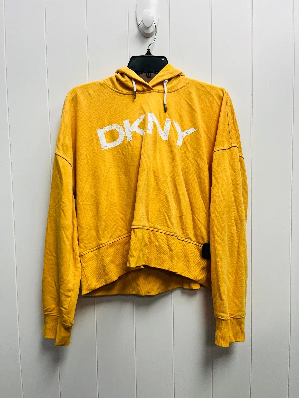 Sweatshirt Hoodie By Dkny In Yellow, Size: M