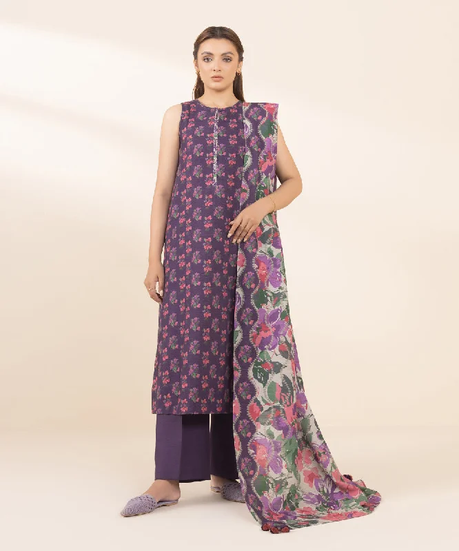 3 Piece - Printed Light Khaddar Suit