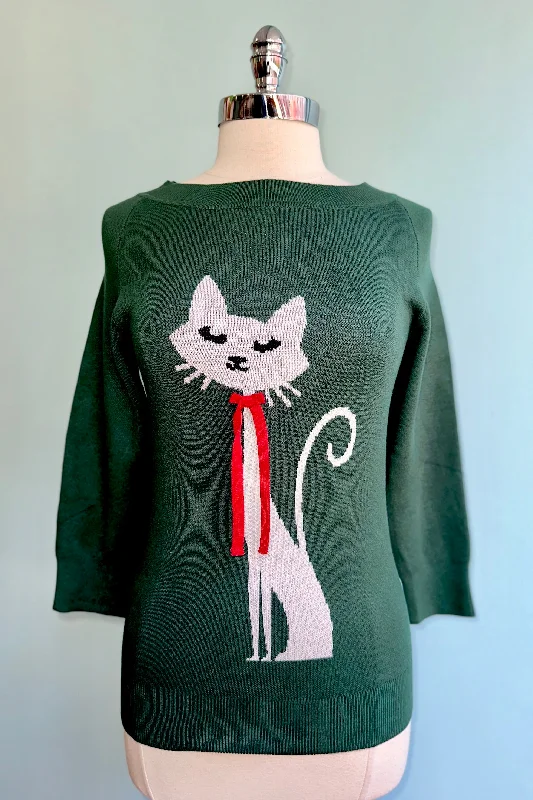 Green Christmas Cat Sweater