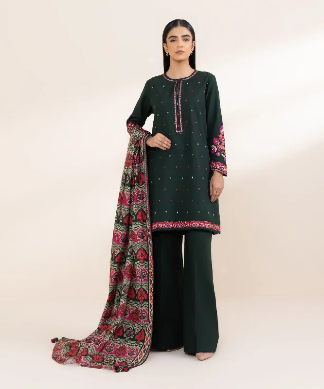 3 Piece - Embroidered Khaddar Suit