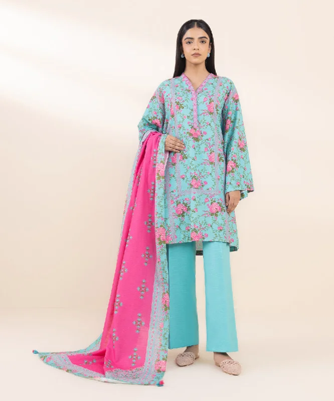 3 Piece - Printed Khaddar Suit