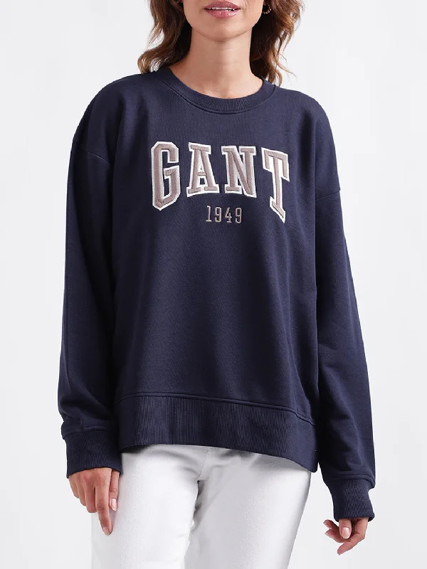 Gant Women Solid Full Sleeves Round Neck Sweatshirt