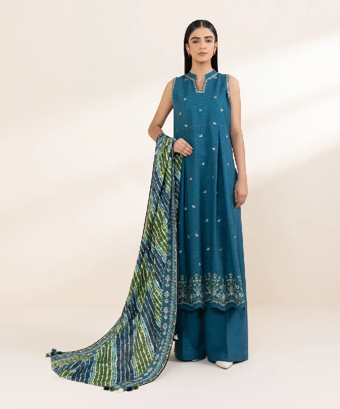 3 Piece - Embroidered Khaddar Suit