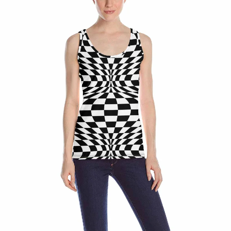 Women's Tank Top print with black white abstract pattern