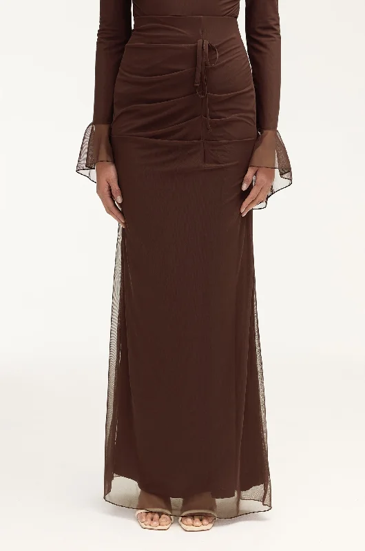 Capri Rouched Maxi Skirt - Espresso