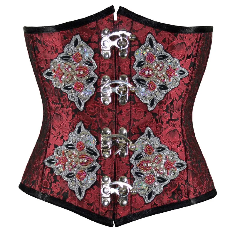 Radella Black Red With Sequined Patch Underbust Corset