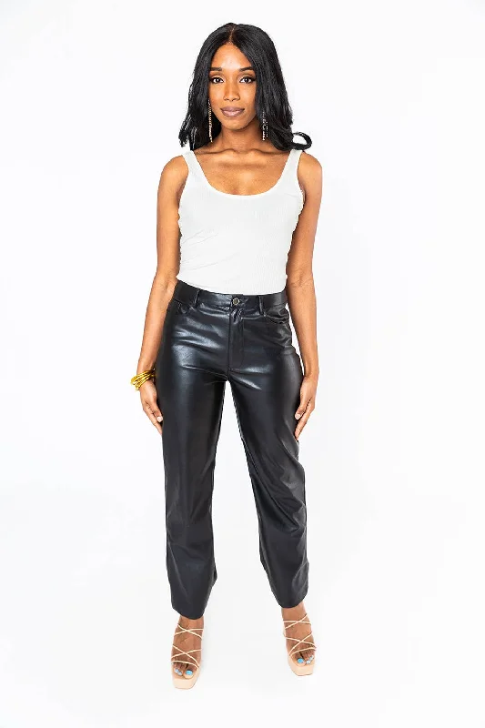 Gomez Vegan Leather High Waisted Ankle Pant