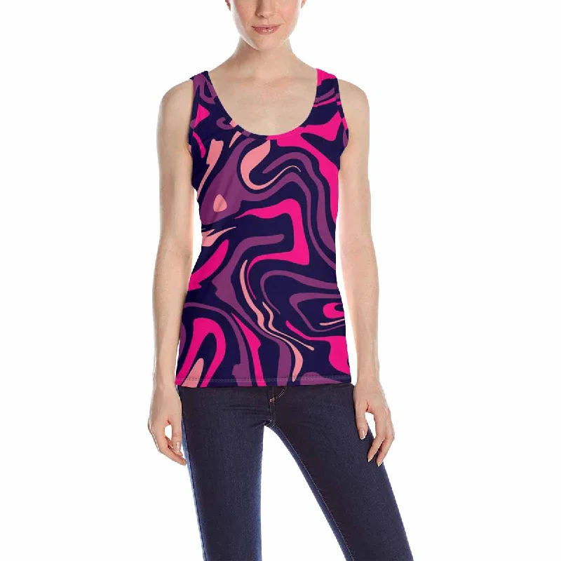 Women's Tank Top print with colored Marble pattern