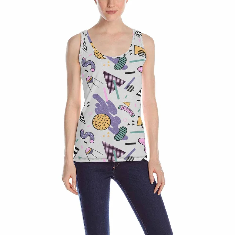 Women's Tank Top print with Abstract Trendy Memphis pattern