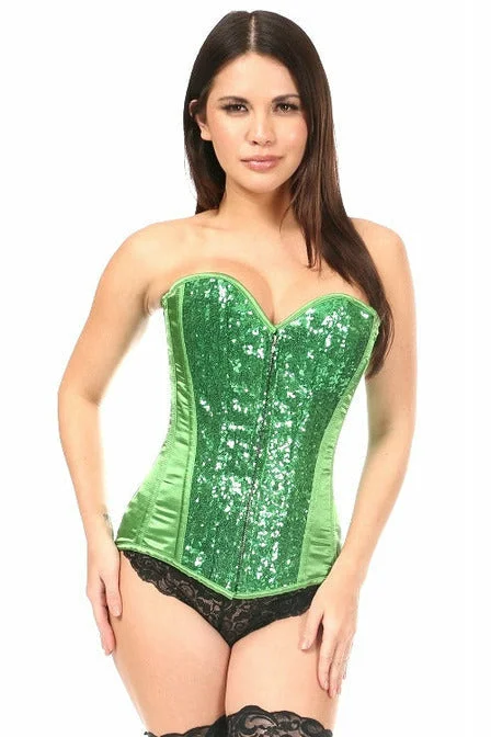 Daisy Green Sequin Steel Boned Corset TD-386