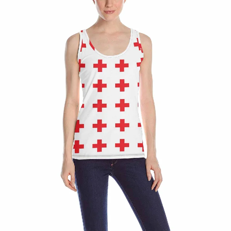 Women's Tank Top print with red crosses pattern