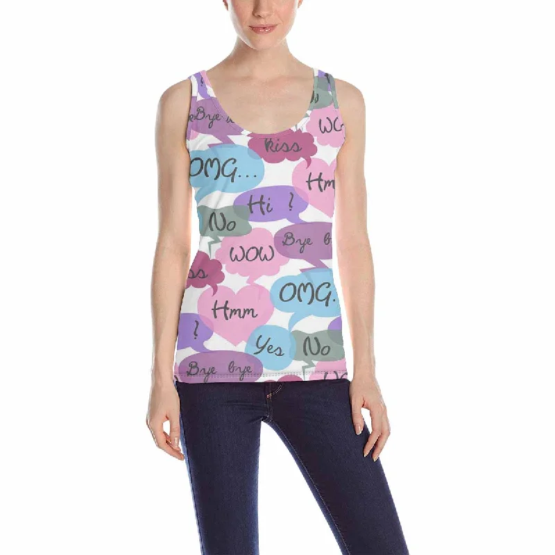 Women's Tank Top print with cartoon speech bubbles pattern