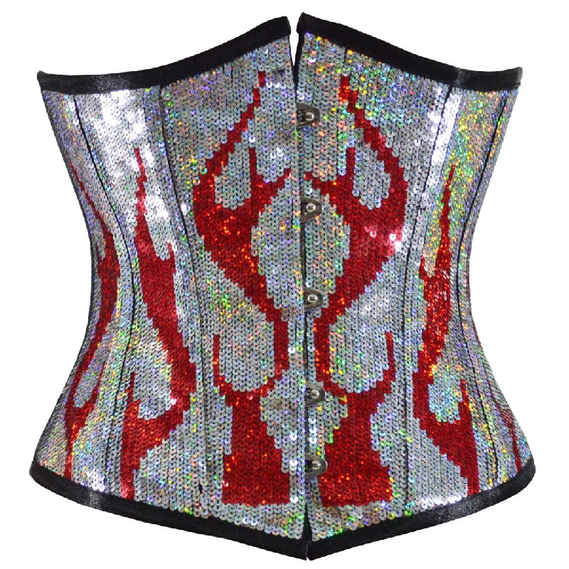 Burning Desire Red Silver Underbust Corset