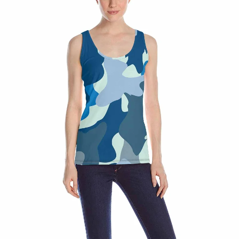 Women's Tank Top print with Camouflage sea water pattern