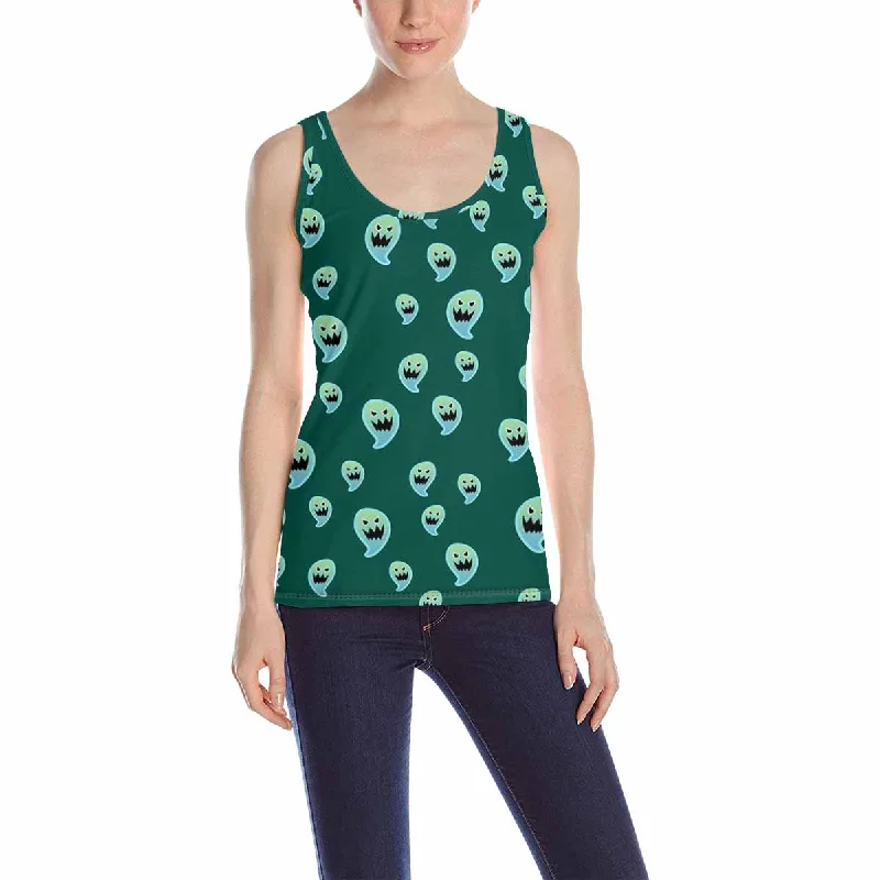 Women's Tank Top print with Cartoon spooky ghost pattern