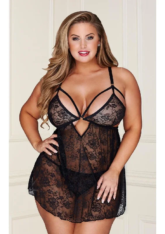 2 Piece Lace Babydoll and G-String Set