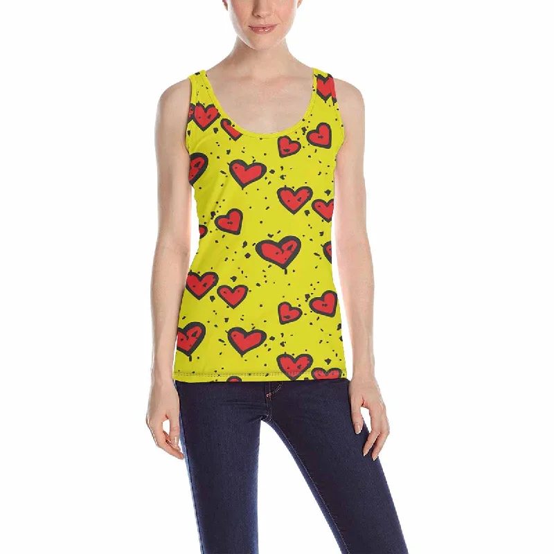 Women's Tank Top print with Simple red heart sharp pattern