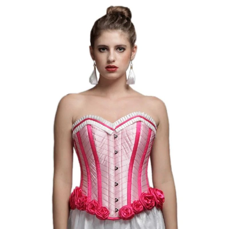 AUTHENTIC STEEL BONED PINK SATIN OVER BUST CORSET