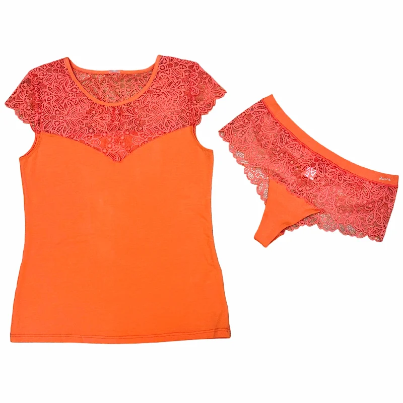 Coffret Noël : Top manche courte et shorty Belle coton Orange