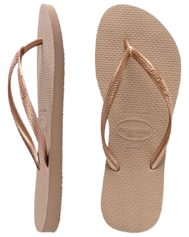 Havaianas Slim Metallic Womens Thongs - Rose Gold