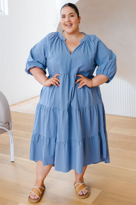 FINAL SALE | Noah Hi Low Dress Washed Blue