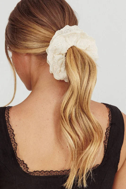 Emily Lace Scrunchie White