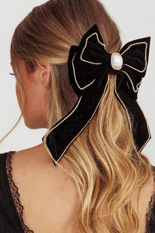 Evie Bow Hairclip Black