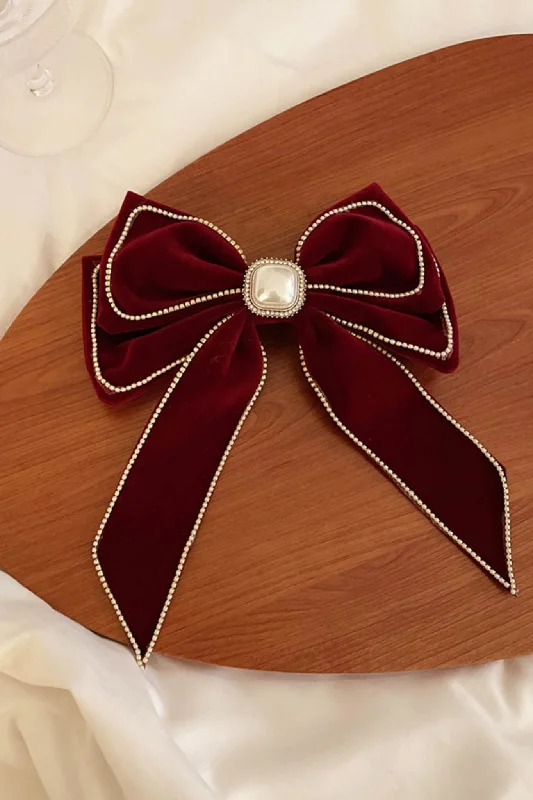 Evie Bow Hairclip Wine