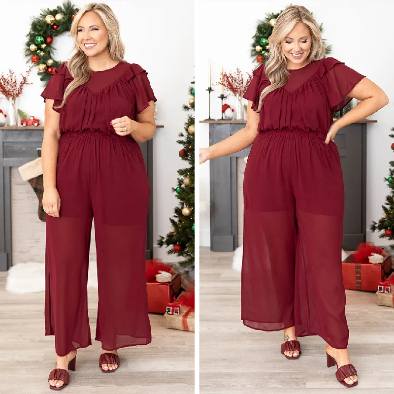 No Ordinary Day Jumpsuit, Wine