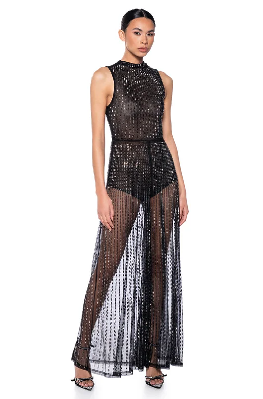 SHEER ME ROAR MESH JUMPSUIT IN BLACK