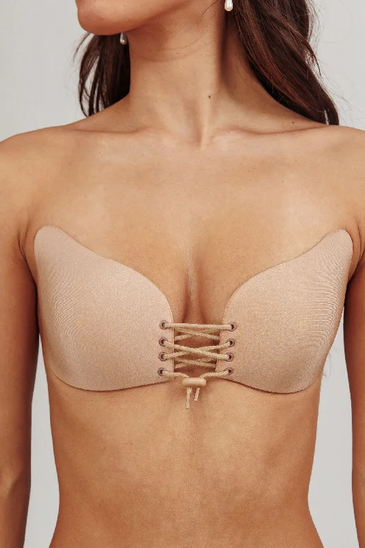 Vito Backless Lace-up Adhesive Bra Nude