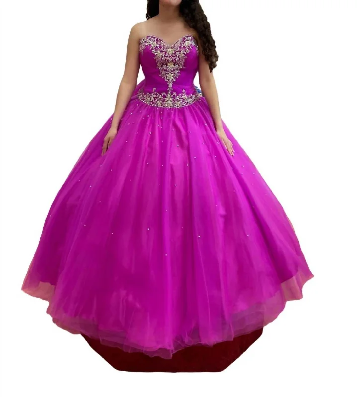 Beaded Off-The-Shoulder Quinceañera Gown In Passion/multi