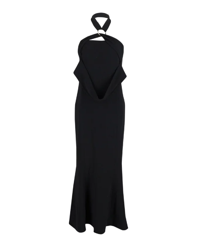 Diane von Furstenberg Halter Gown in Black Polyester