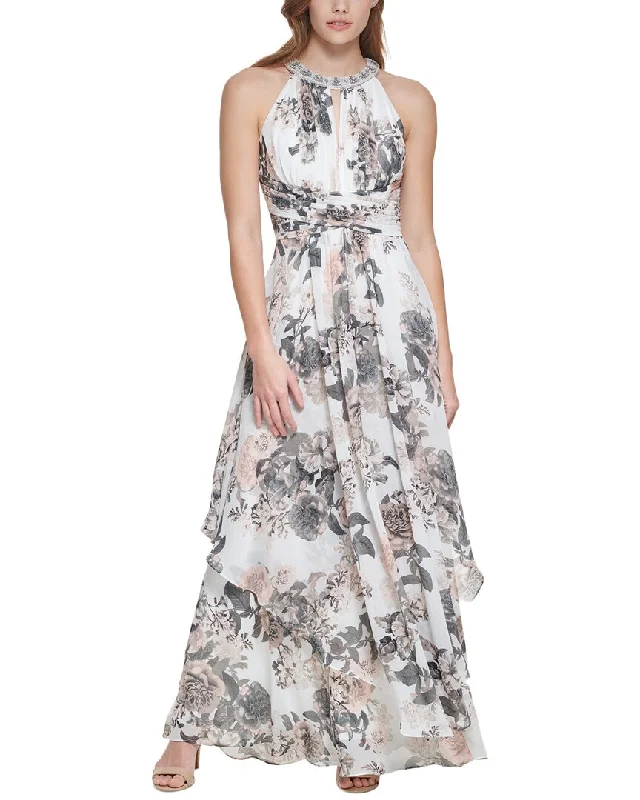 Eliza J Printed Chiffon Gown