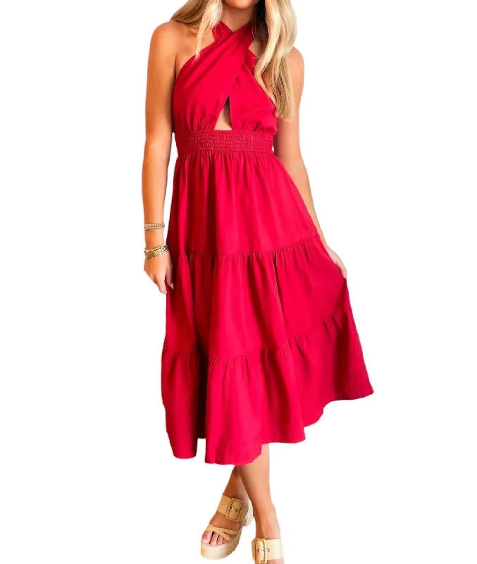 Every Occasion Midi Dress In Red