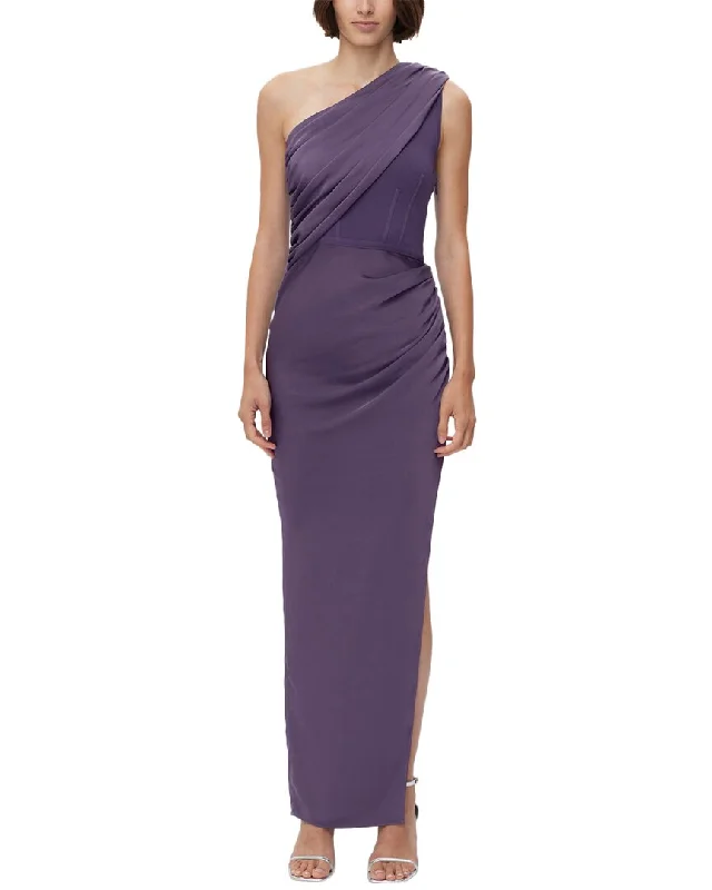 Hervé Léger Ruched Woven Combo Gown