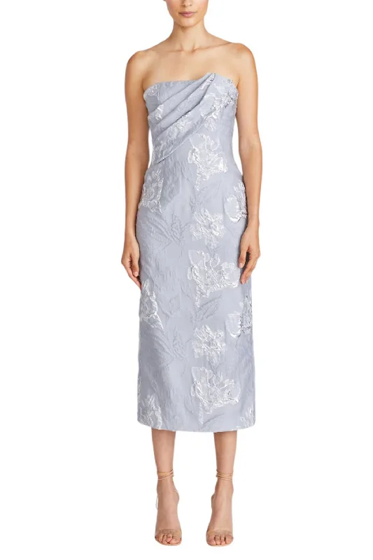 Jacqueline Jacquard Midi Dress In Silver