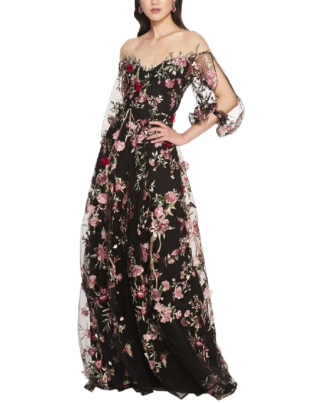 Marchesa Notte Embroidery Gown