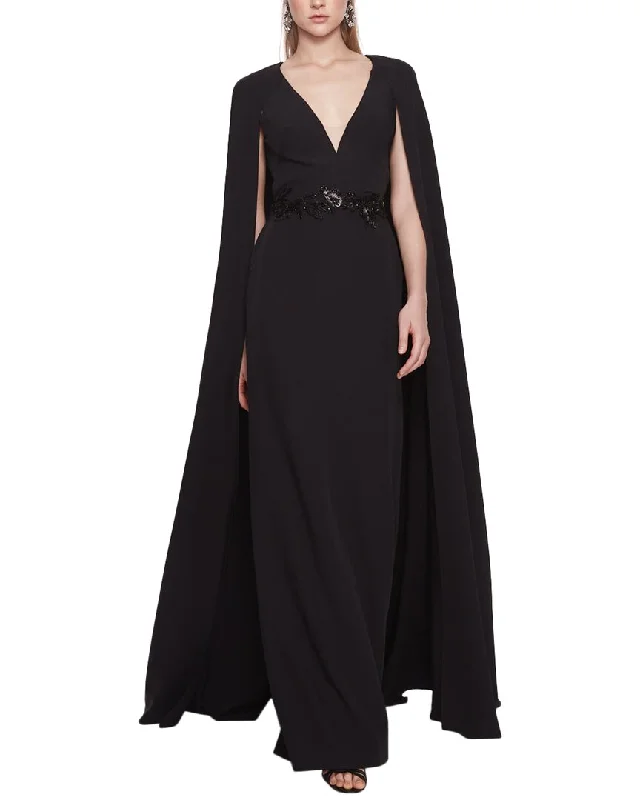 Marchesa Notte Floor Length Cape Gown