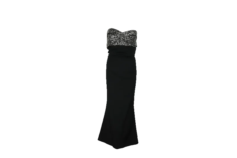 Marchesa Notte Sequined Gown in Black Polyester