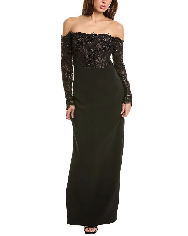 Theia Andrina Lace Off-Shoulder Gown